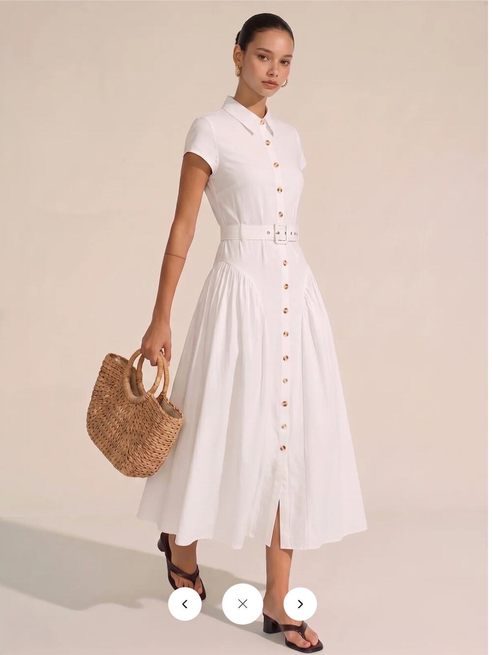 NWT Commense Belted Button Short Sleeve Maxi Shirt Dress Sz L